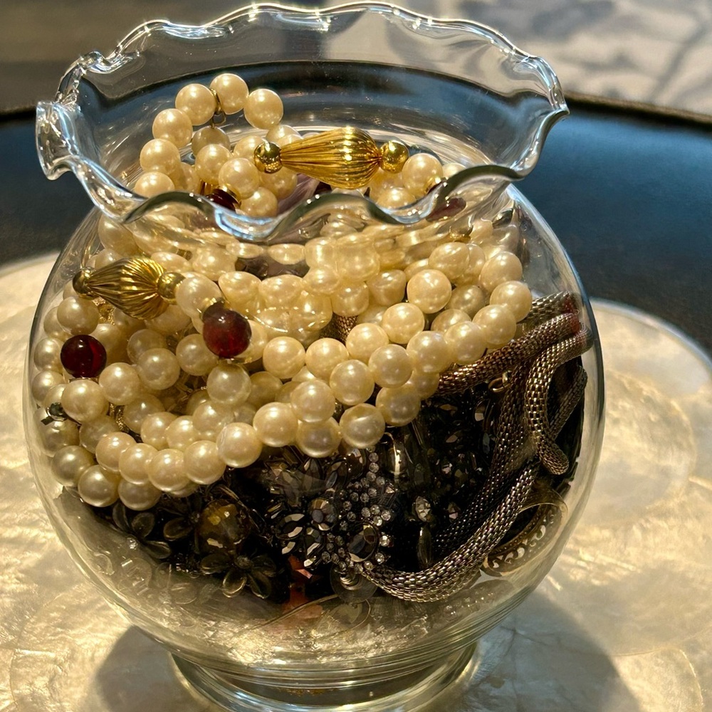 Craft jewelry Lot in Glass container **